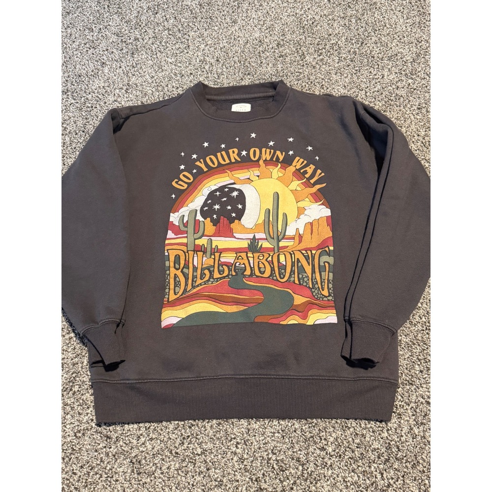 Billabong Go Your Own Way Graphic Sweatshirt Desert Sun Moon Faded Black Small